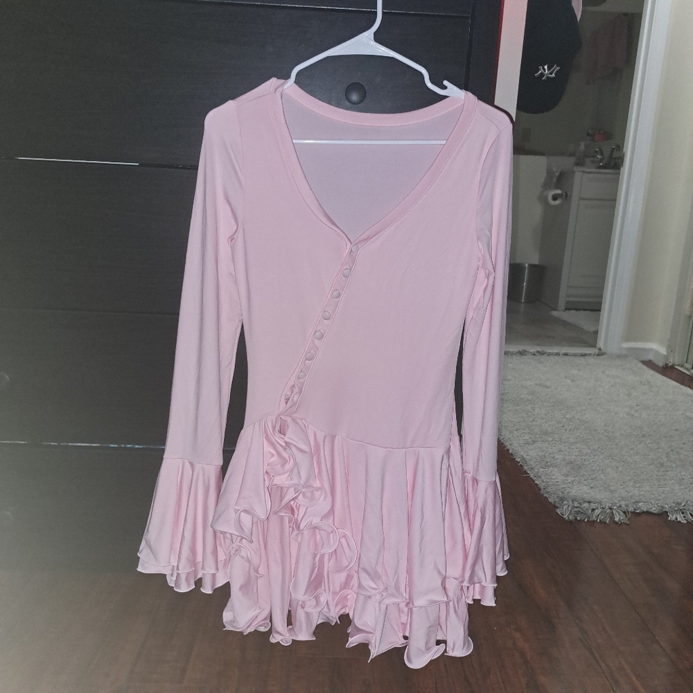 Elegant Mini Pink Ruffle Dress - Picture 7 of 7